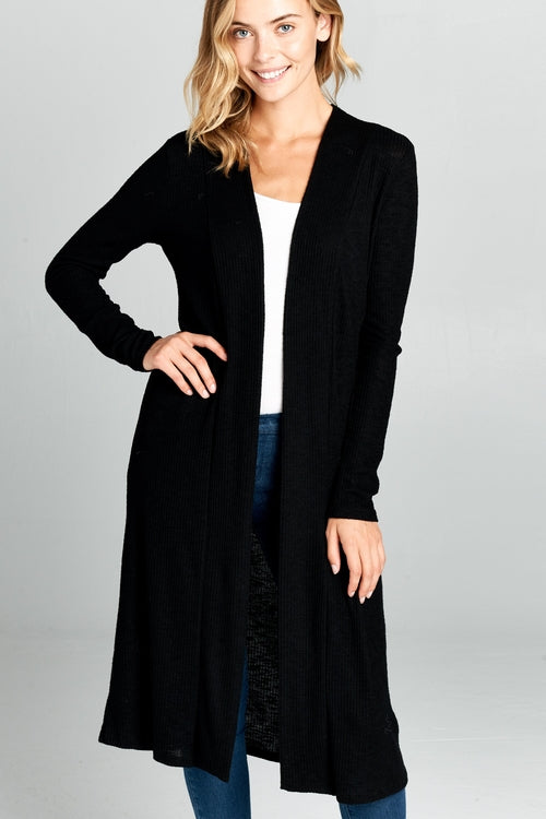 Long Sleeve Ribbed Cardigan
